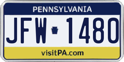 PA license plate JFW1480