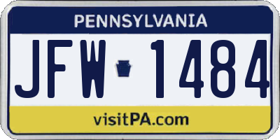 PA license plate JFW1484