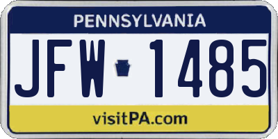 PA license plate JFW1485