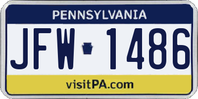 PA license plate JFW1486