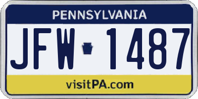 PA license plate JFW1487