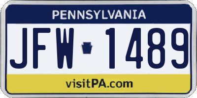 PA license plate JFW1489