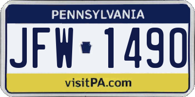 PA license plate JFW1490