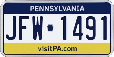PA license plate JFW1491