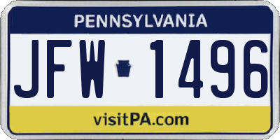 PA license plate JFW1496