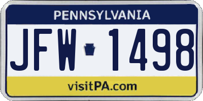 PA license plate JFW1498