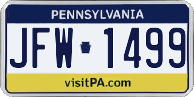 PA license plate JFW1499