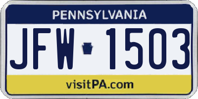 PA license plate JFW1503