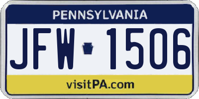 PA license plate JFW1506