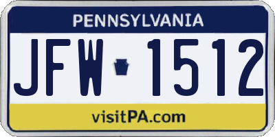 PA license plate JFW1512