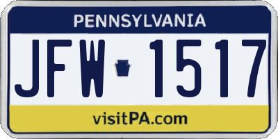 PA license plate JFW1517