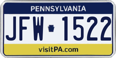 PA license plate JFW1522