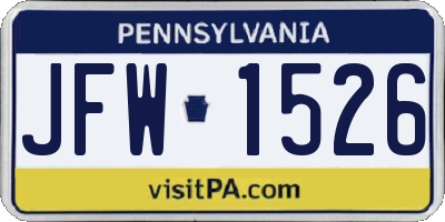PA license plate JFW1526