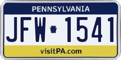 PA license plate JFW1541