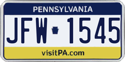 PA license plate JFW1545