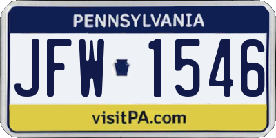 PA license plate JFW1546