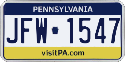 PA license plate JFW1547