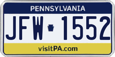 PA license plate JFW1552