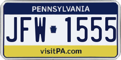 PA license plate JFW1555