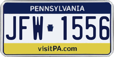 PA license plate JFW1556
