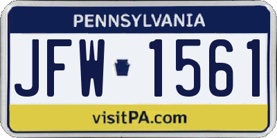 PA license plate JFW1561