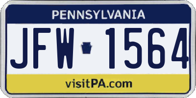 PA license plate JFW1564