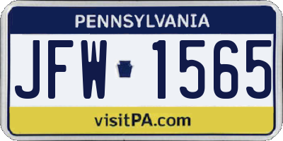 PA license plate JFW1565