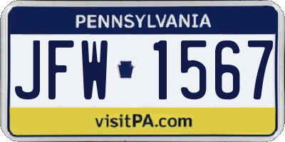PA license plate JFW1567