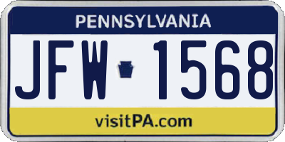 PA license plate JFW1568
