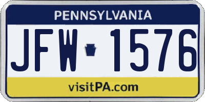 PA license plate JFW1576