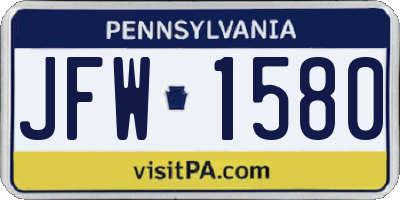 PA license plate JFW1580