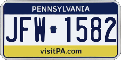 PA license plate JFW1582