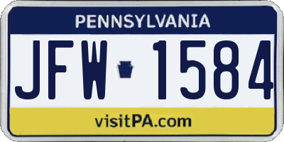 PA license plate JFW1584