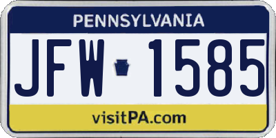 PA license plate JFW1585