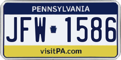 PA license plate JFW1586