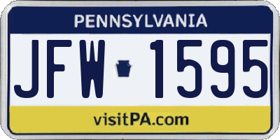 PA license plate JFW1595