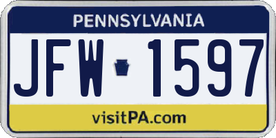 PA license plate JFW1597
