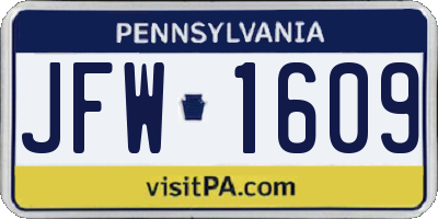 PA license plate JFW1609