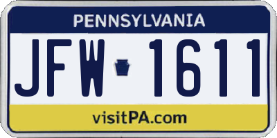 PA license plate JFW1611