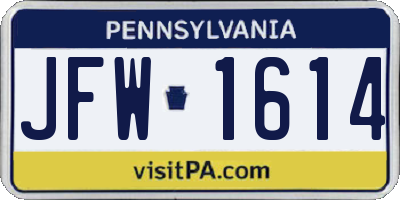 PA license plate JFW1614