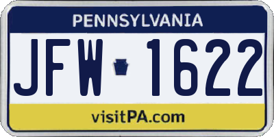 PA license plate JFW1622