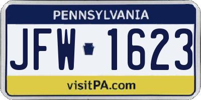 PA license plate JFW1623