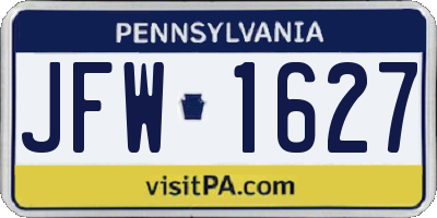 PA license plate JFW1627