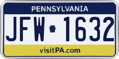 PA license plate JFW1632