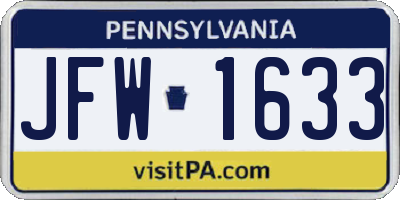 PA license plate JFW1633