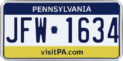 PA license plate JFW1634