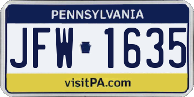 PA license plate JFW1635