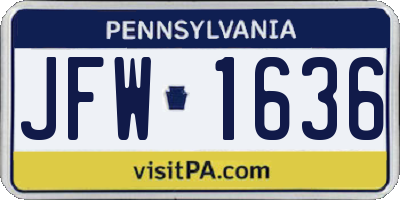PA license plate JFW1636