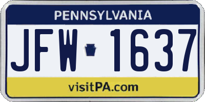 PA license plate JFW1637