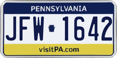 PA license plate JFW1642